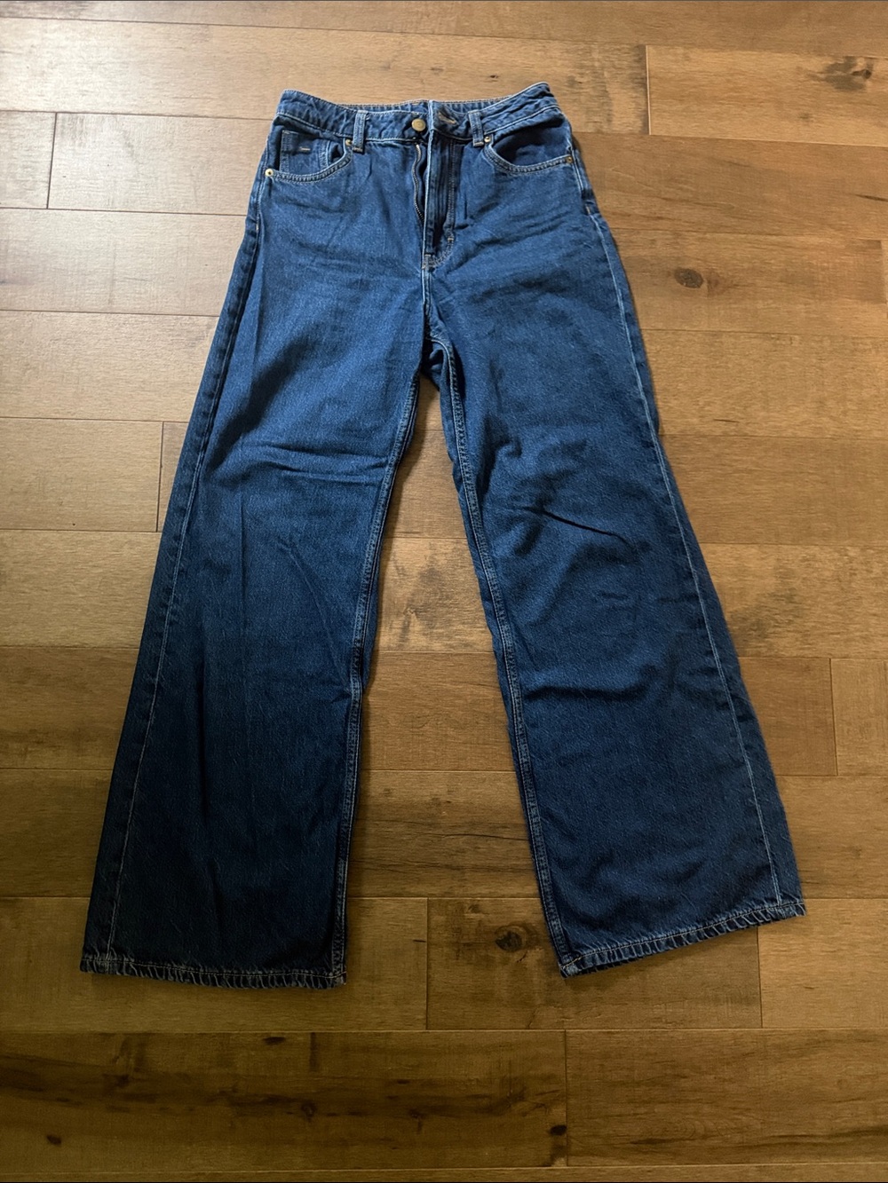 💘H&M Men's Relaxed Wide-Leg Jeans in Deep Blue